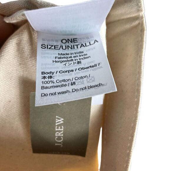 J Crew Tote Adult Canvas Striped Square Everyday Cotton H4998 Navy Blue - Picture 4 of 8